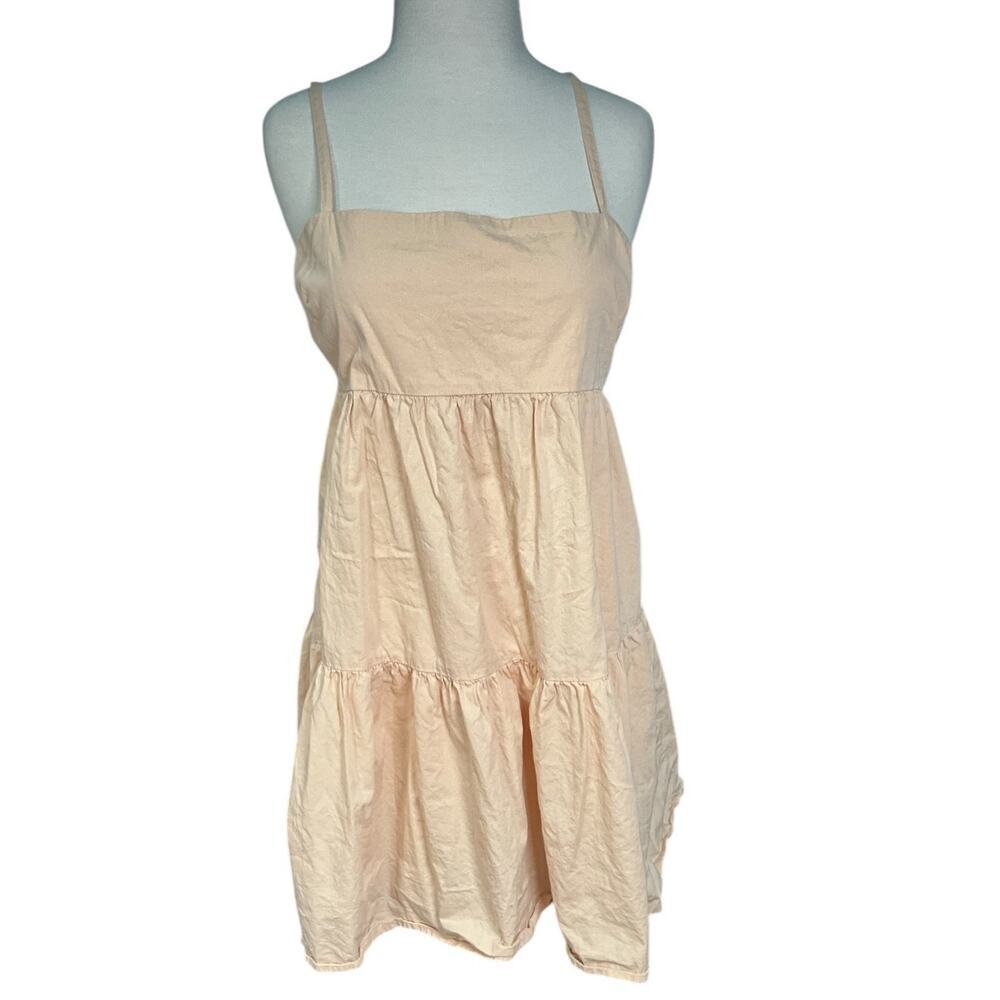 ASOS Design Womens Size 12 Cream Baby Doll Dress Side Zipper 100% Cotton